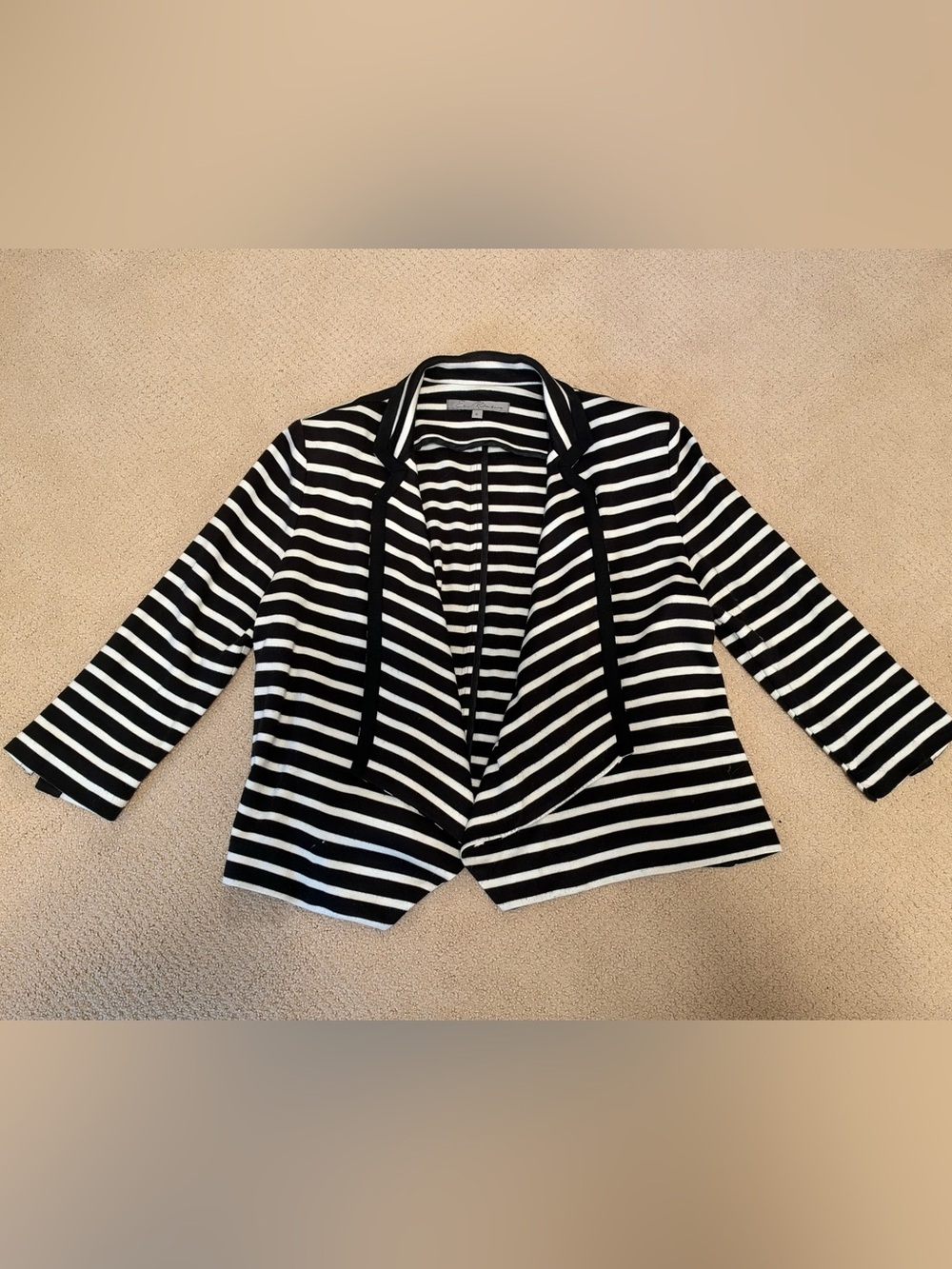 Emil Rutenberg Striped Black and White Open-Front Women's Blazer Size 6
